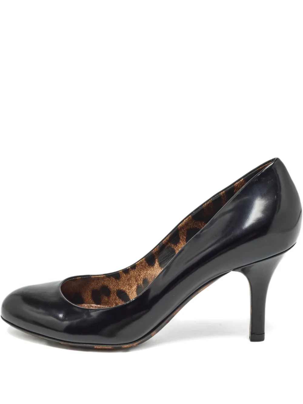 patent leather leopard-print pumps