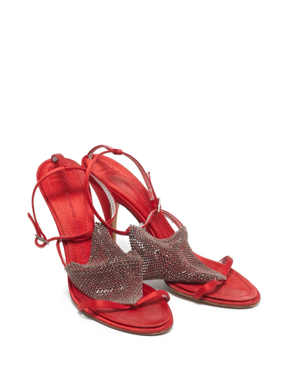 Giuseppe Zanotti Vintage 105 mm sandalen verfraaid met stras - Rood