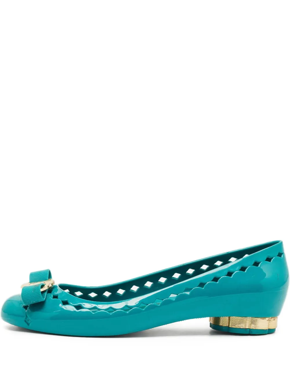 Ferragamo Pre-Owned Vara Bow ballerina shoes | Green | Image 1