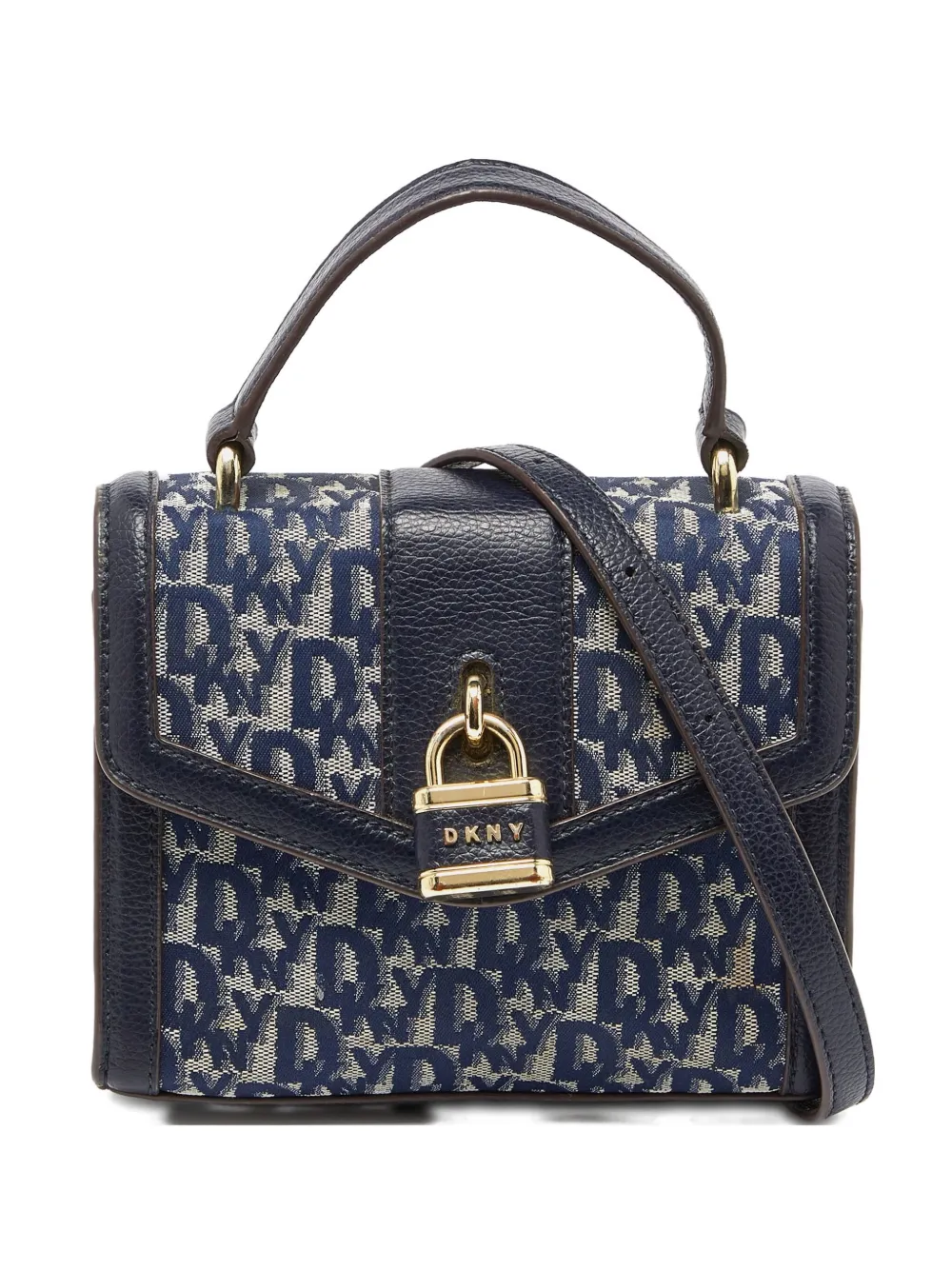 Pre-owned Dkny Vintage Monogram Padlock Shoulder Bag