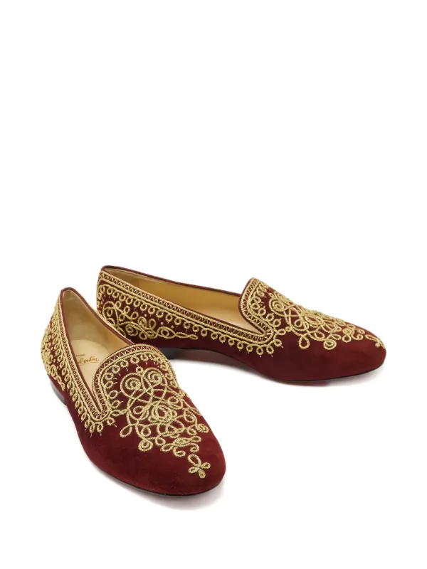 Christian Louboutin Pre-Owned Embroidered Suede Loafers  display picture 2