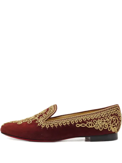 Christian Louboutin Pre-Owned embroidered suede loafers