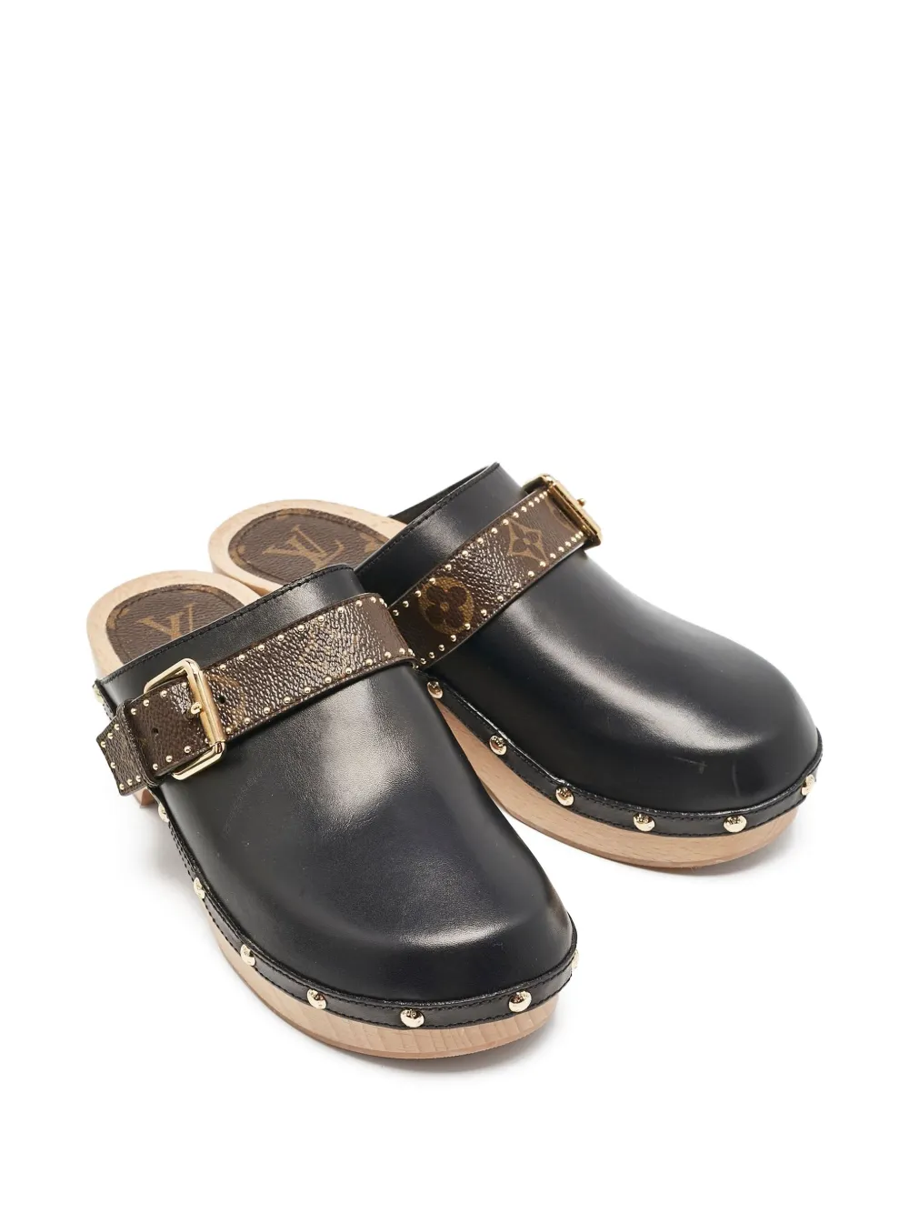 Louis Vuitton Pre-Owned Leren muiltjes met monogram - Zwart