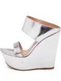 Gianvito Rossi pre-owned 135mm metallic-effect wedge sandals - Silver