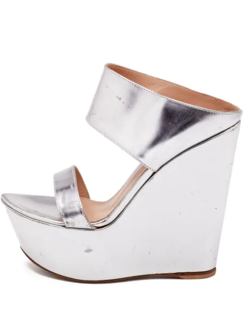 Gianvito Rossi pre-owned 135mm metallic-effect wedge sandals