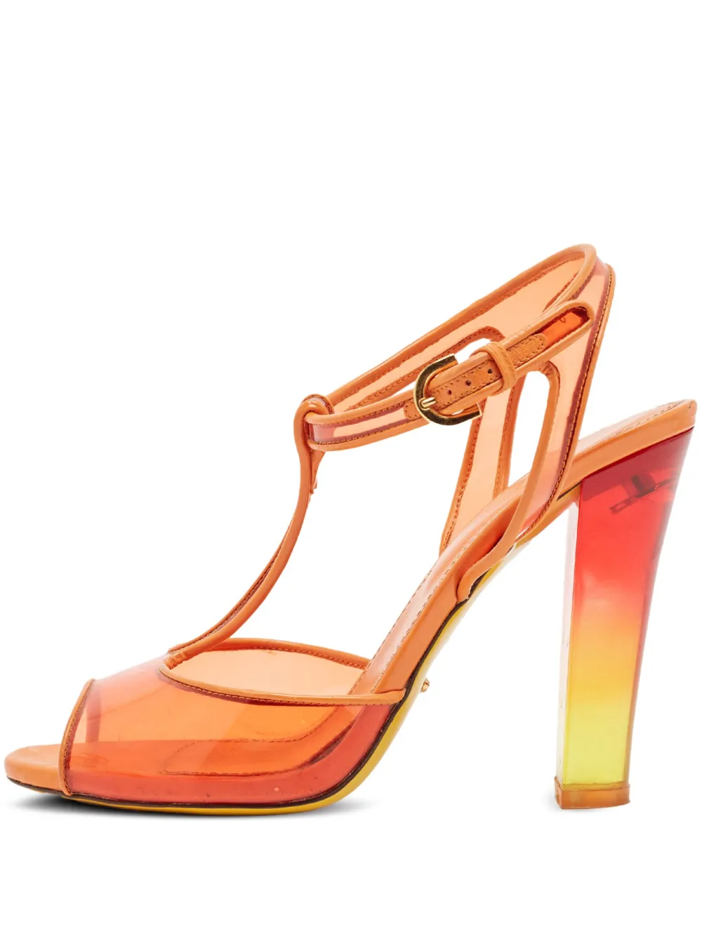 Sergio Rossi Vintage clear-panel sandals - オレンジ Sergio Rossi Vintage clear-panel sandals - オレンジ