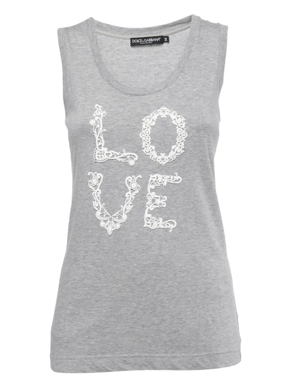 Pre-owned Dolce & Gabbana Lace-detail Tank Top In Gray