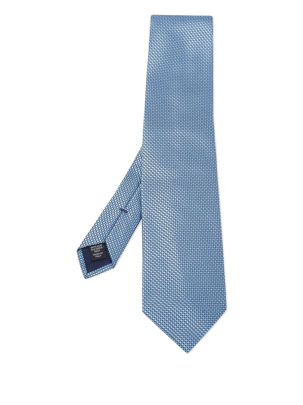 geometric-pattern silk tie