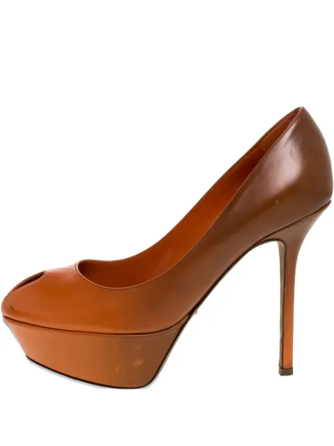 Sergio Rossi Vintage 105mm leather peep-toe platform pumps