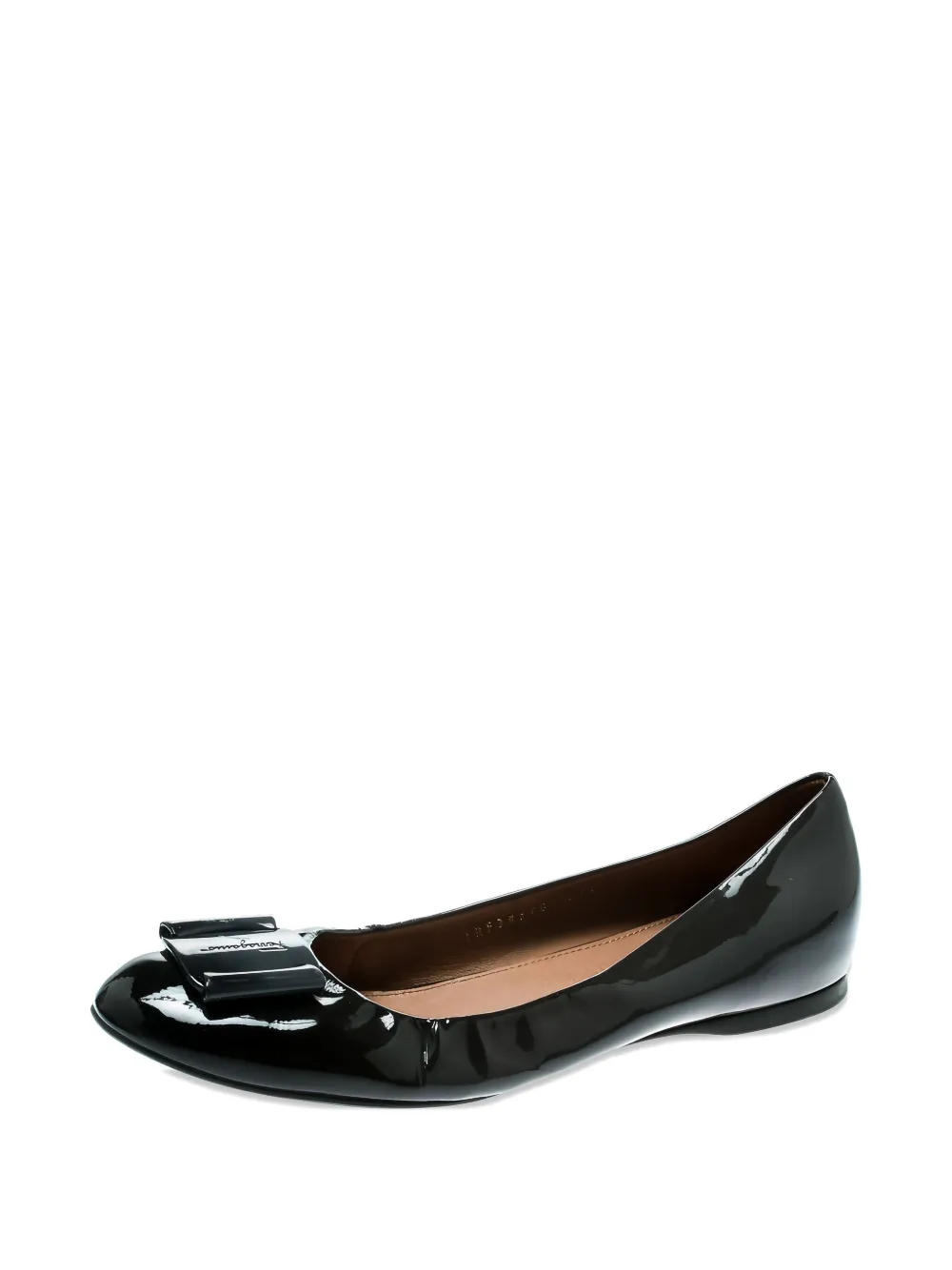 Ferragamo Pre-Owned 2023 lakleren ballerina's met strik - Zwart