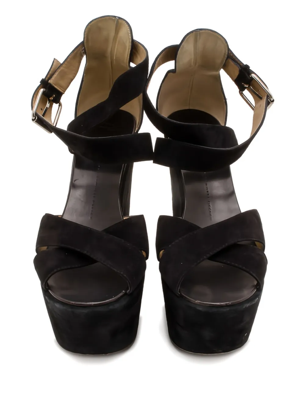 Giuseppe Zanotti Vintage Pre-owned 15 mm sandalen met bandjes en plateauzool - Zwart