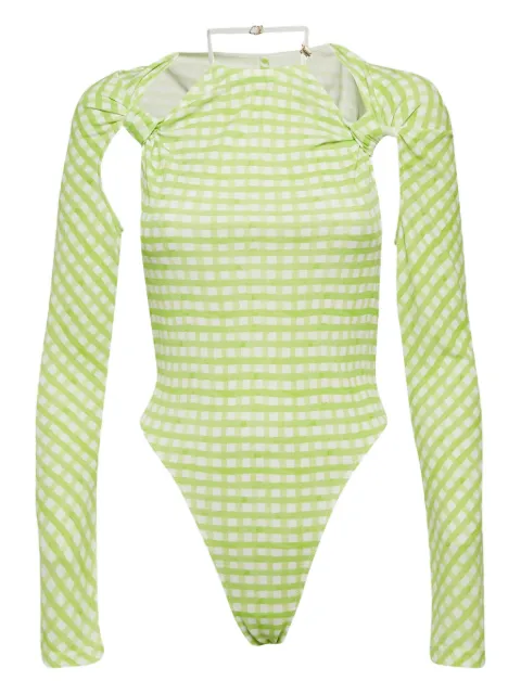 Jacquemus Pre-Owned check-print long-sleeve bodysuit