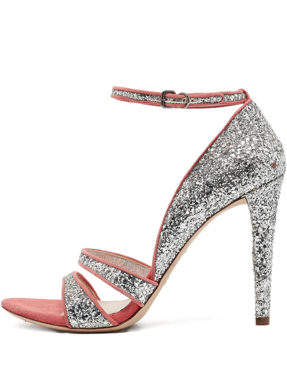 Miu Miu Pre-Owned glitter-embellished stiletto sandals | Silver | Image 1