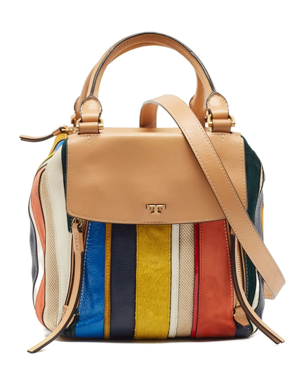 Tory Burch プレオウンド ストライプ ハンドバッグ - ニュートラル Tory Burch プレオウンド ストライプ ハンドバッグ - ニュートラル