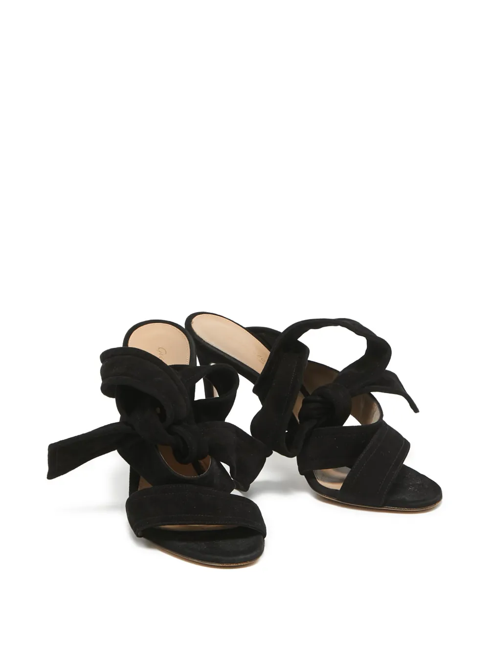 Gianvito Rossi Pre-owned 115 mm suède sandalen met strik - Zwart