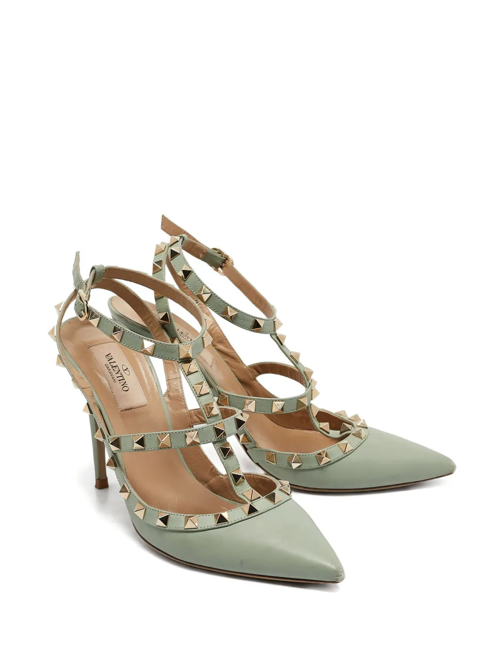 Valentino Garavani Pre-Owned Pre-owned 105 mm Rockstud pumps met T-bandje - Groen