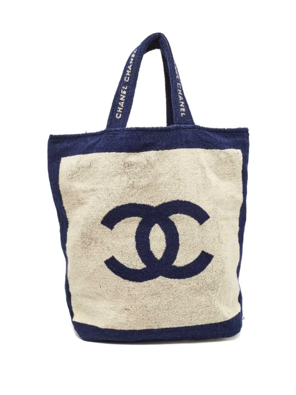 CHANEL Pre-Owned CC terry-cloth Tote Bag Neutrals - Main Image
