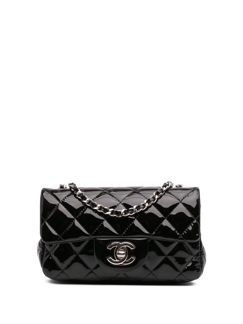 CHANEL Pre-Owned 2012-2013 Extra Mini Rectangular Classic Patent Single Flap crossbody bag | Black | Image 1