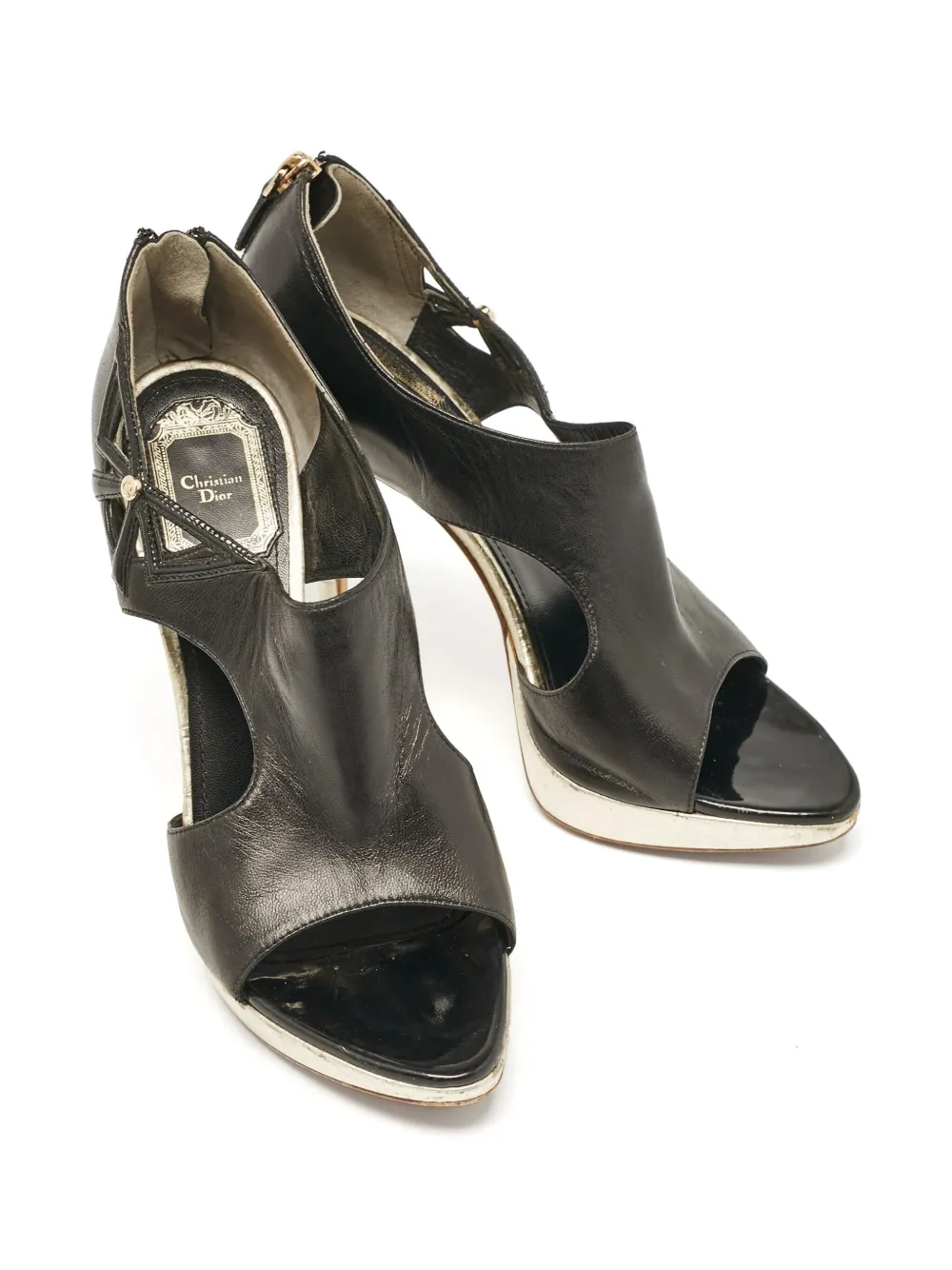 Christian Dior Pre-Owned 110 mm leren pumps met strikdetail - Zwart
