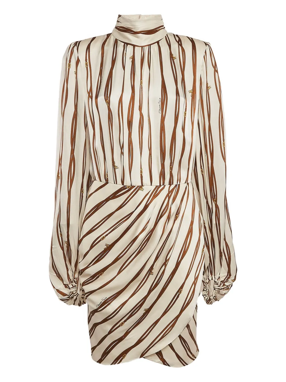 Elisabetta Franchi robe courte en soie à rayures pre-owned | tons neutres | Image 1