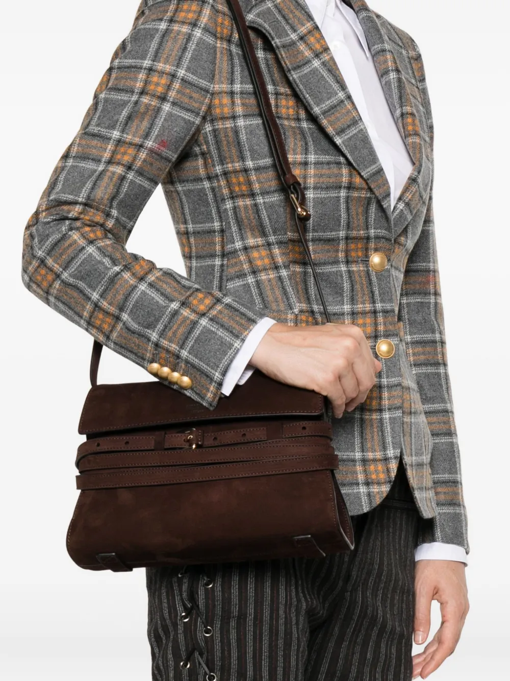 Moschino Leren schoudertas - Bruin
