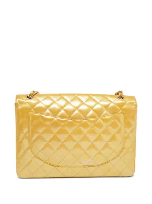 CHANEL Pre-Owned Double Flap Tweed Shoulder Bag | Yellow | FARFETCH