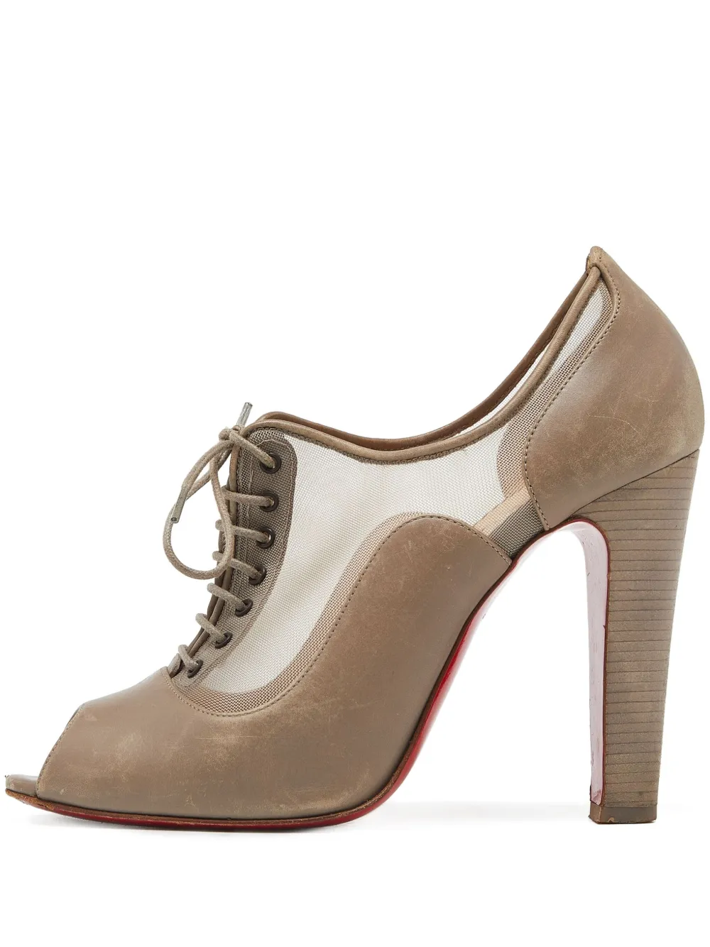 Pre-owned Christian Louboutin 130mm Peep-toe Lace-up Pumps