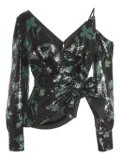 Self-Portrait sequined top - Black