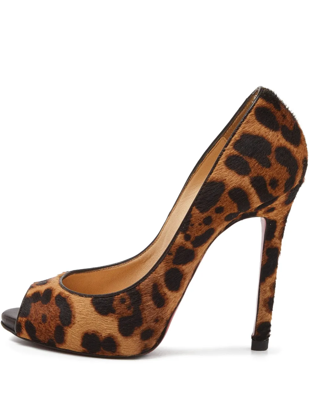 Pre-owned Christian Louboutin Leopard-print Peep-toe Heels