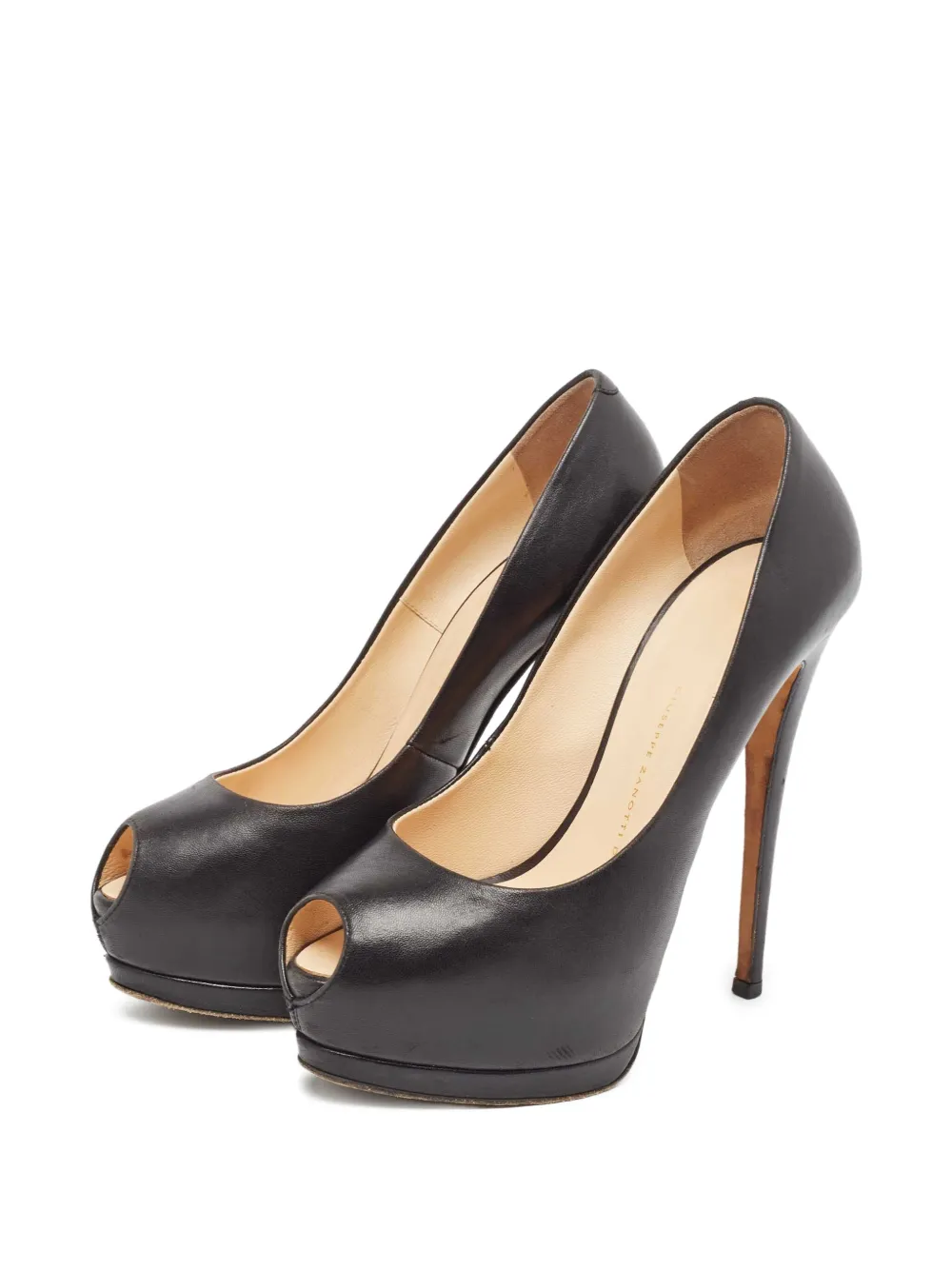 Giuseppe Zanotti Vintage Pre-owned 80 mm pumps met plateauzool en open neus - Zwart