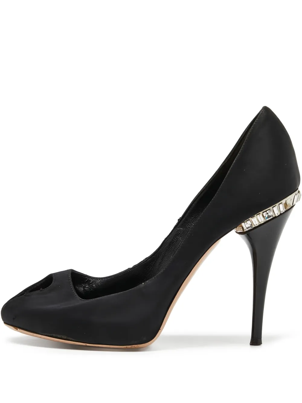 Gianvito Rossi Pre-owned Peeptoe-Pumps aus Satin 100mm - Schwarz