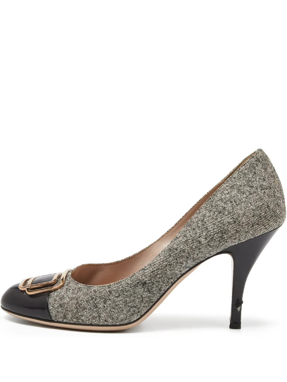 Ferragamo Pre-Owned tweed heeled pumps | Black | Image 1