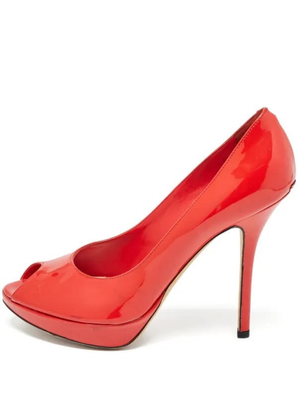 Christian Dior Pre-Owned 120mm peep-toe patent-leather Pumps | Red