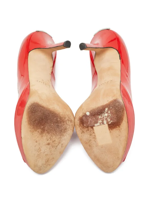 Christian Dior Pre-Owned 120mm peep-toe patent-leather Pumps | Red