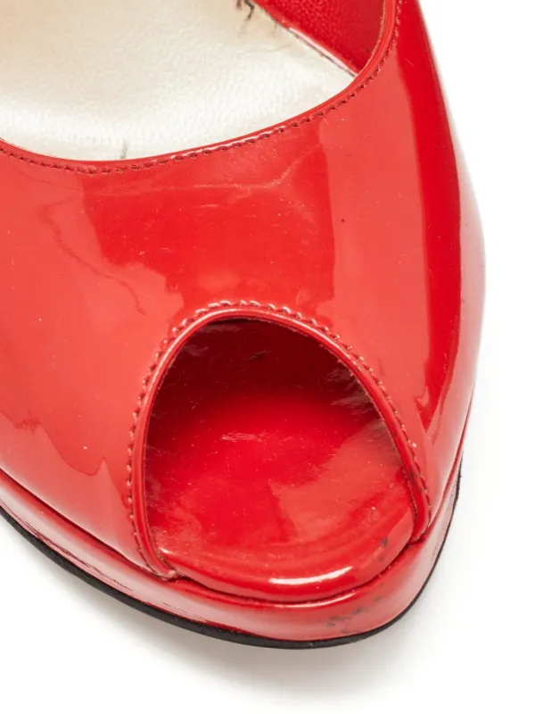 Christian Dior Pre-Owned 120mm peep-toe patent-leather Pumps | Red