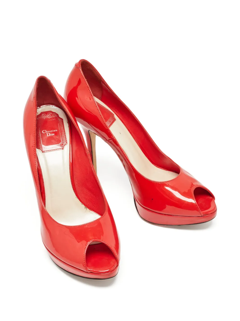 Christian Dior Pre-Owned 120 mm lakleren pumps met open neus - Rood