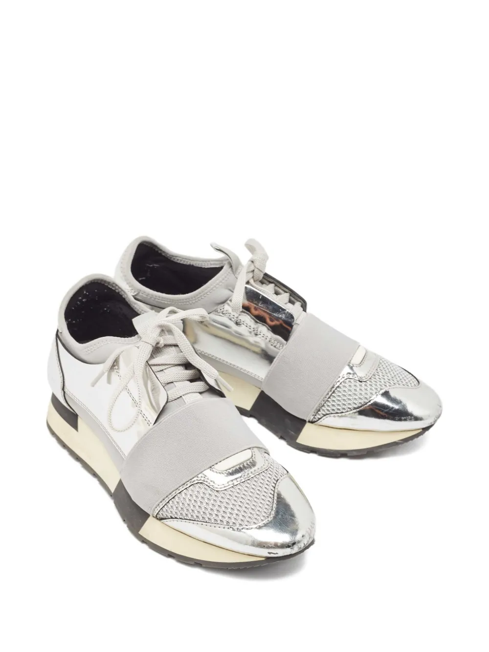 Balenciaga Pre-Owned Leren sneakers met mesh - Zilver