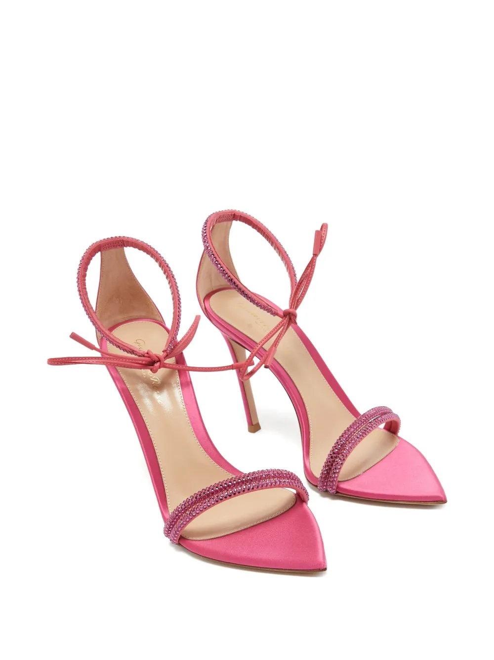 Gianvito Rossi Pre-owned 110 mm satijnen sandalen met kristallen - Roze