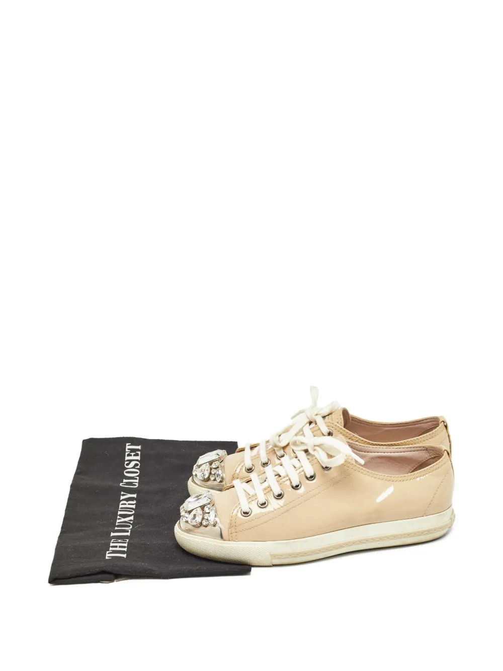 Miu Miu Pre-Owned patent-leather crystal-embellished Sneakers