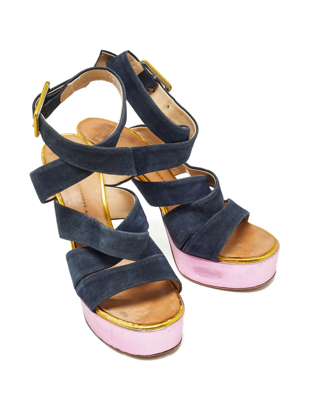 Giuseppe Zanotti Vintage Pre-owned 120 mm suède sandalen met plateauzool - Blauw