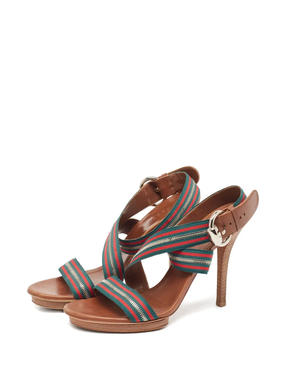 Gucci Pre-Owned zipper striped sandals - Bruin
