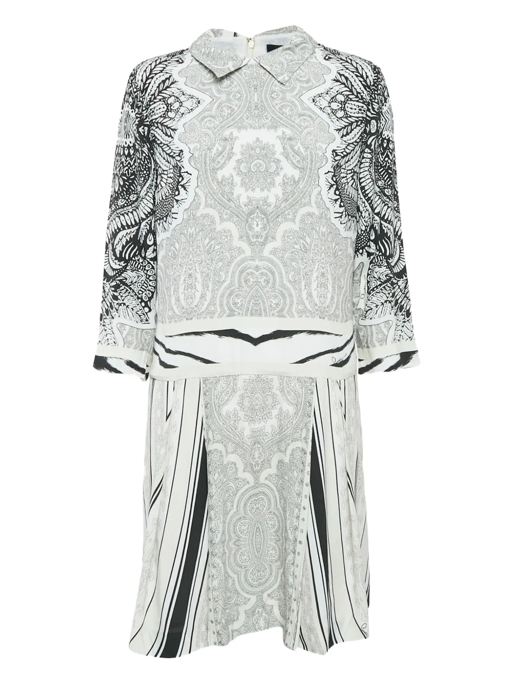 pre-owned printed long-sleeve midi dress