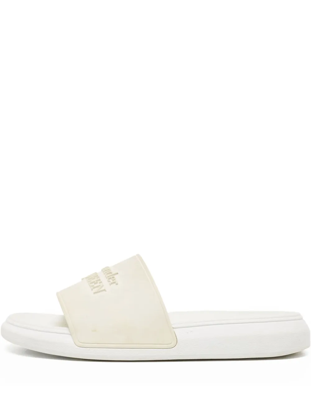Alexander McQueen Pre-Owned logo-embossed pool slides | White | Image 1