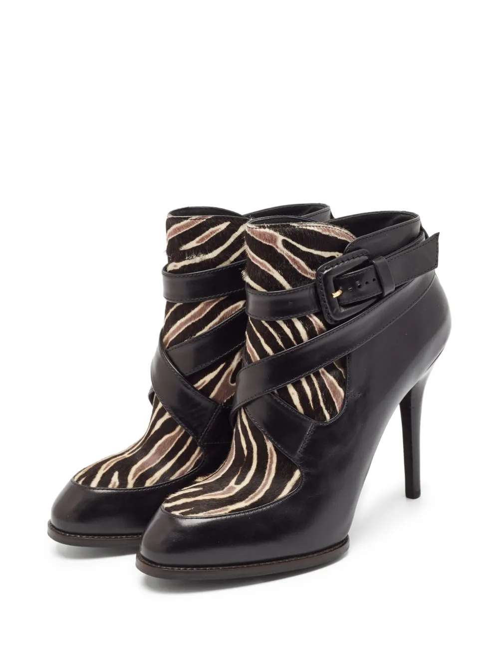 Tod's Vintage Pre-owned 110 mm laarzen met zebraprint en gesp - Zwart