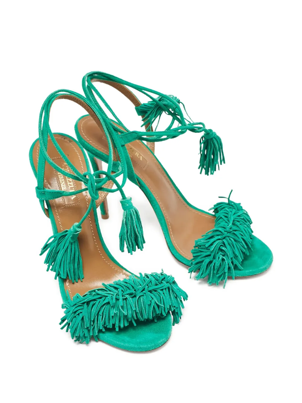 Aquazzura pre-owned 105mm Capri fringed stiletto sandals | Image 2