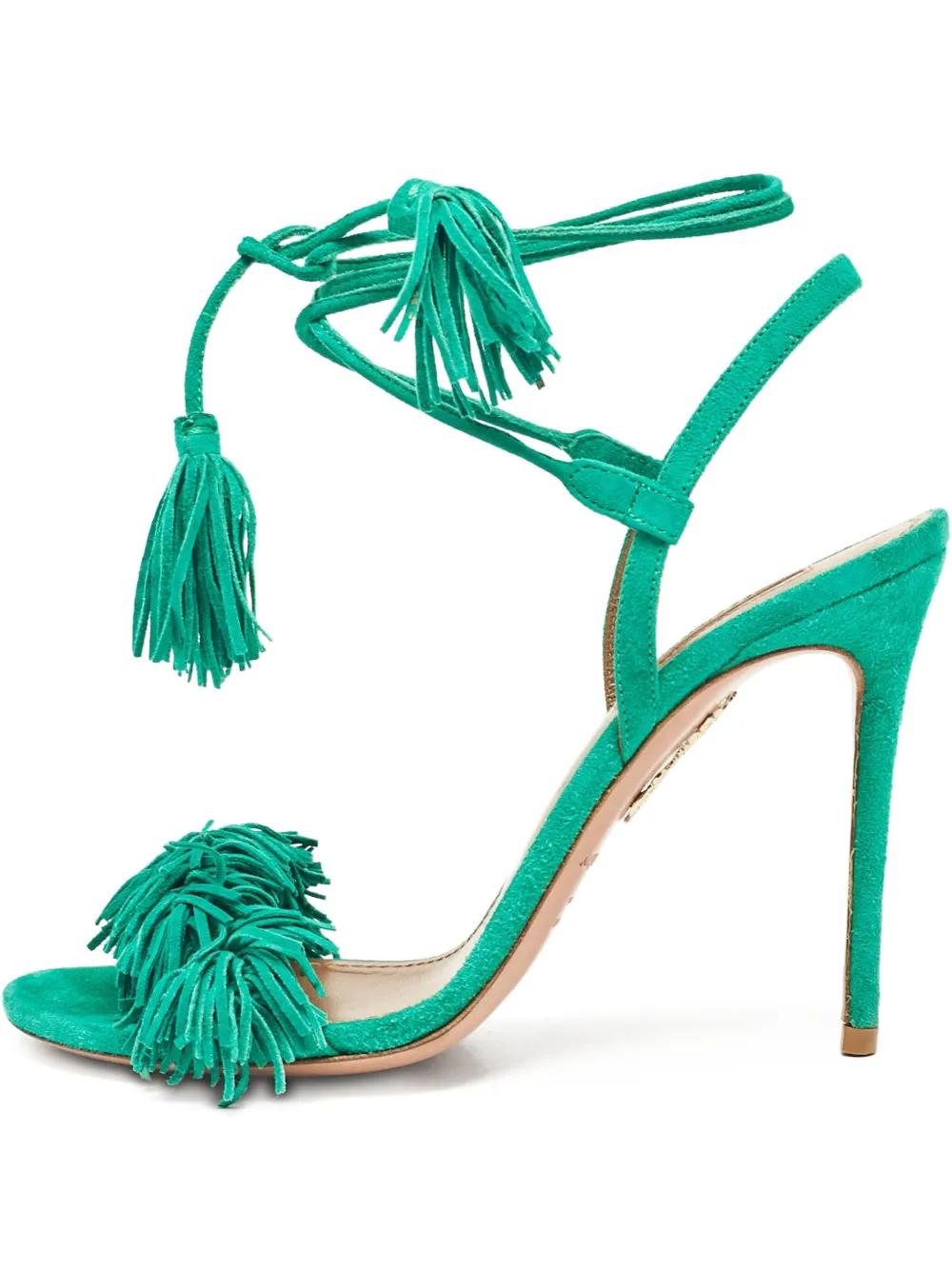 Aquazzura pre-owned 105mm Capri fringed stiletto sandals | Green | Image 1