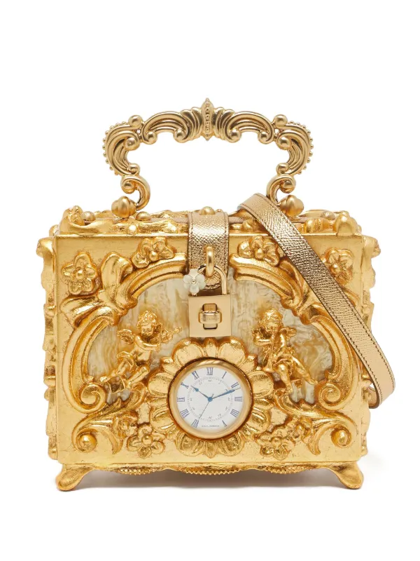 Dolce & Gabbana Pre-Owned Barocco Clock Box Tote Bag | Gold | FARFETCH