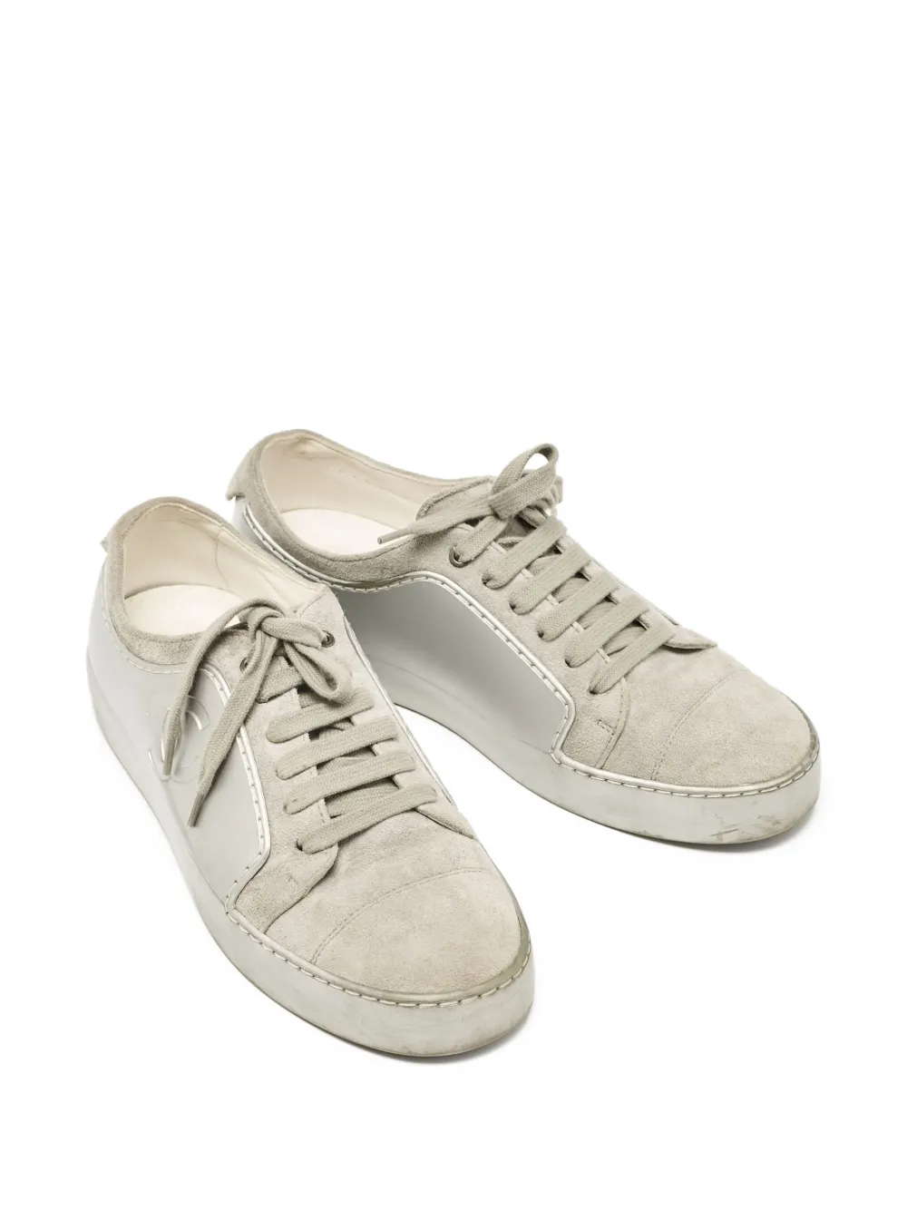 CHANEL Pre-Owned suede-panelled lace-up sneakers | Image 2