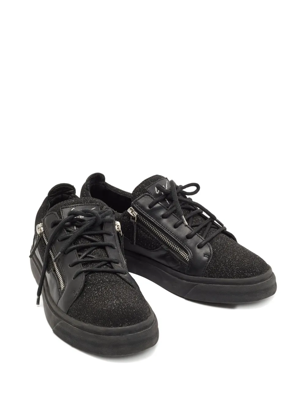 Giuseppe Zanotti Vintage 2024 leren sneakers met glitter en rits - Zwart