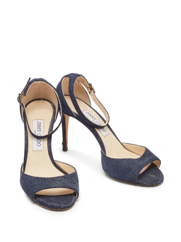 Jimmy Choo Pre-Owned 95mm Miranda Sandals | Blue | FARFETCH